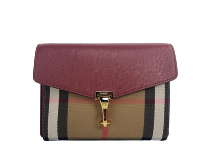  - Macken Small Crimson House Check Leather Crossbody Bag