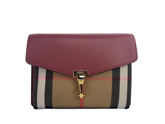  - Macken Small Crimson House Check Leather Crossbody Bag