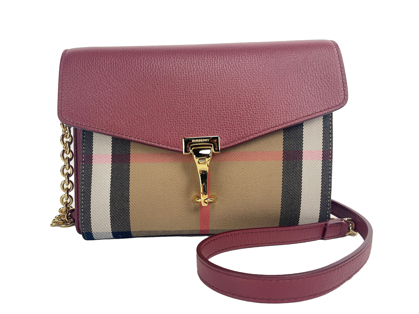  - Macken Small Crimson House Check Leather Crossbody Bag