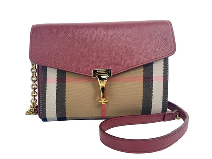  - Macken Small Crimson House Check Leather Crossbody Bag