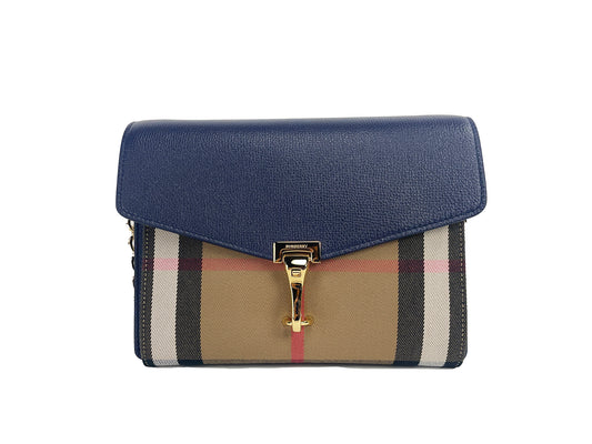  - Macken Small Regency Blue House Check Leather Crossbody Bag