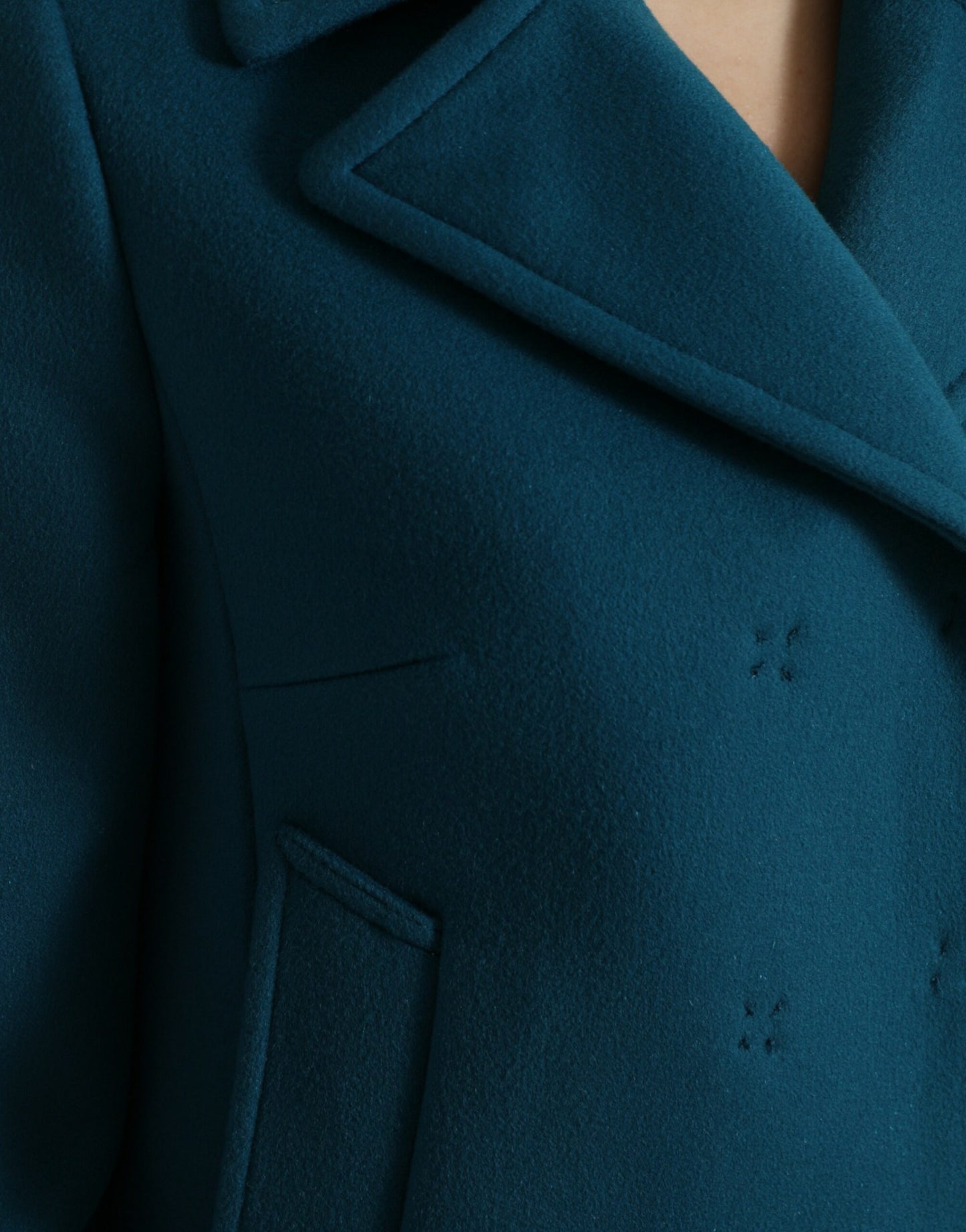  - Blue Trench Wool Cashmere Short Coat Jacket