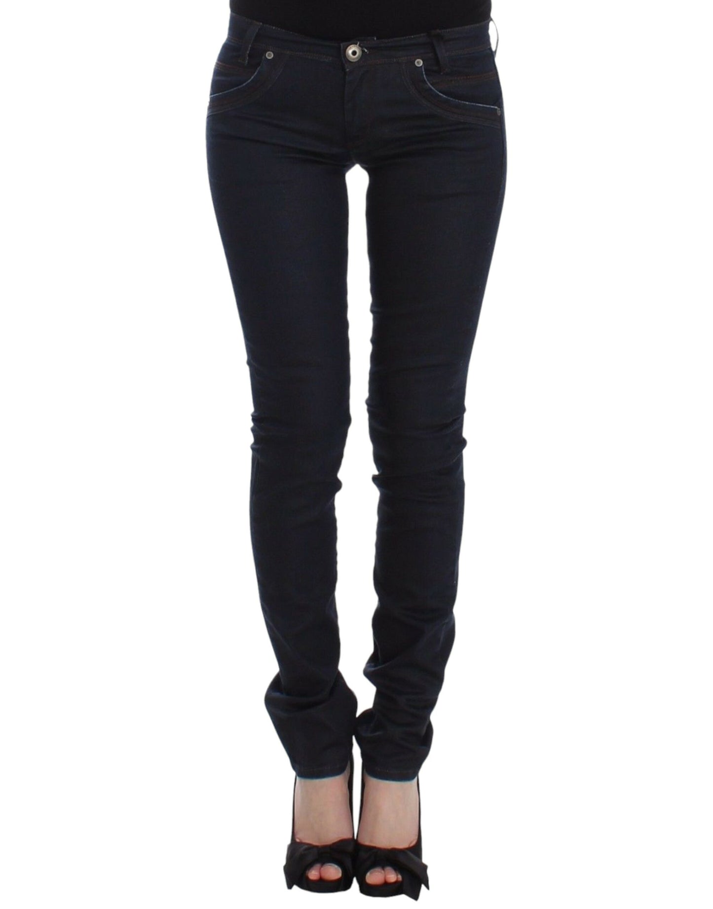  - Chic Dark Blue Slim Jeans for Elegant Style