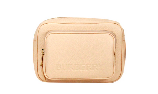  - Small Branded Peach Pink Grainy Leather Camera Crossbody Bag