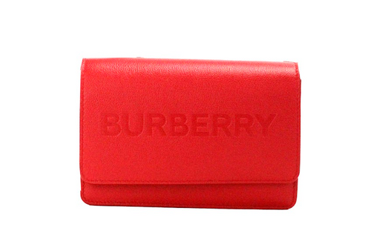  - Hampshire Small Red Embossed Logo Smooth Leather Crossbody Bag