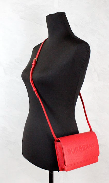  - Hampshire Small Red Embossed Logo Smooth Leather Crossbody Bag