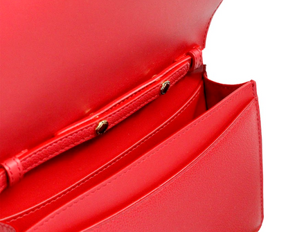  - Hampshire Small Red Embossed Logo Smooth Leather Crossbody Bag