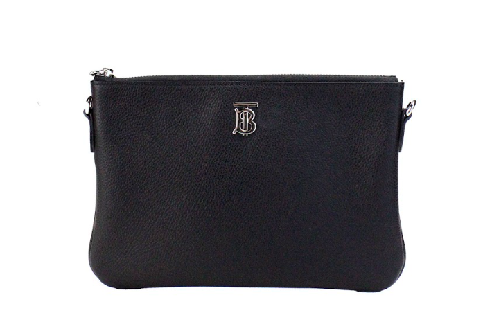  - Peyton Monogram Black Leather Pouch Crossbody Bag Purse