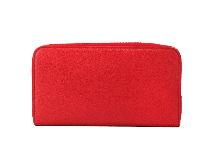  - Elmore Red Embossed Logo Leather Continental Clutch Wallet