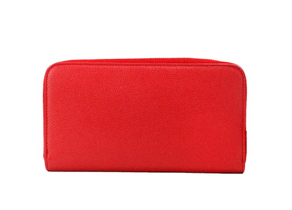  - Elmore Red Embossed Logo Leather Continental Clutch Wallet