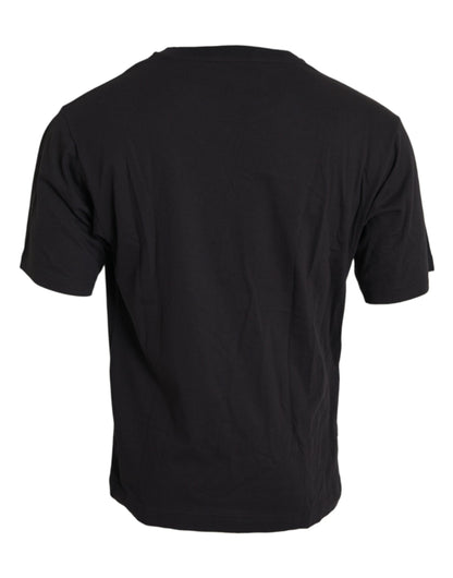  - Black Printed Pocket Cotton Crewneck T-shirt