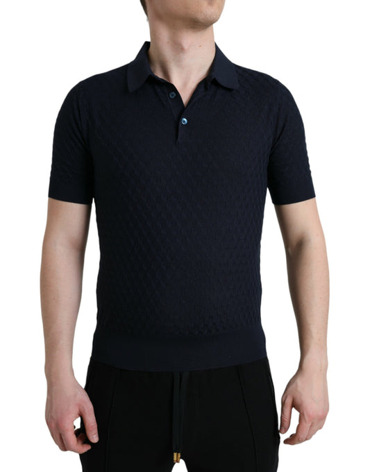  - Dark Blue Collared Short Sleeve Polo T-shirt