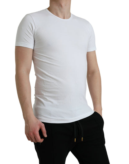  - White Cotton Round Neck Crewneck Underwear T-shirt