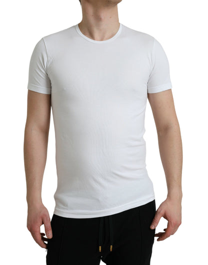  - White Cotton Round Neck Crewneck Underwear T-shirt