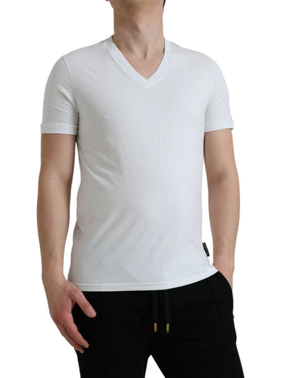  - White Cotton V-neck Short Sleeve Underwear T-shirt