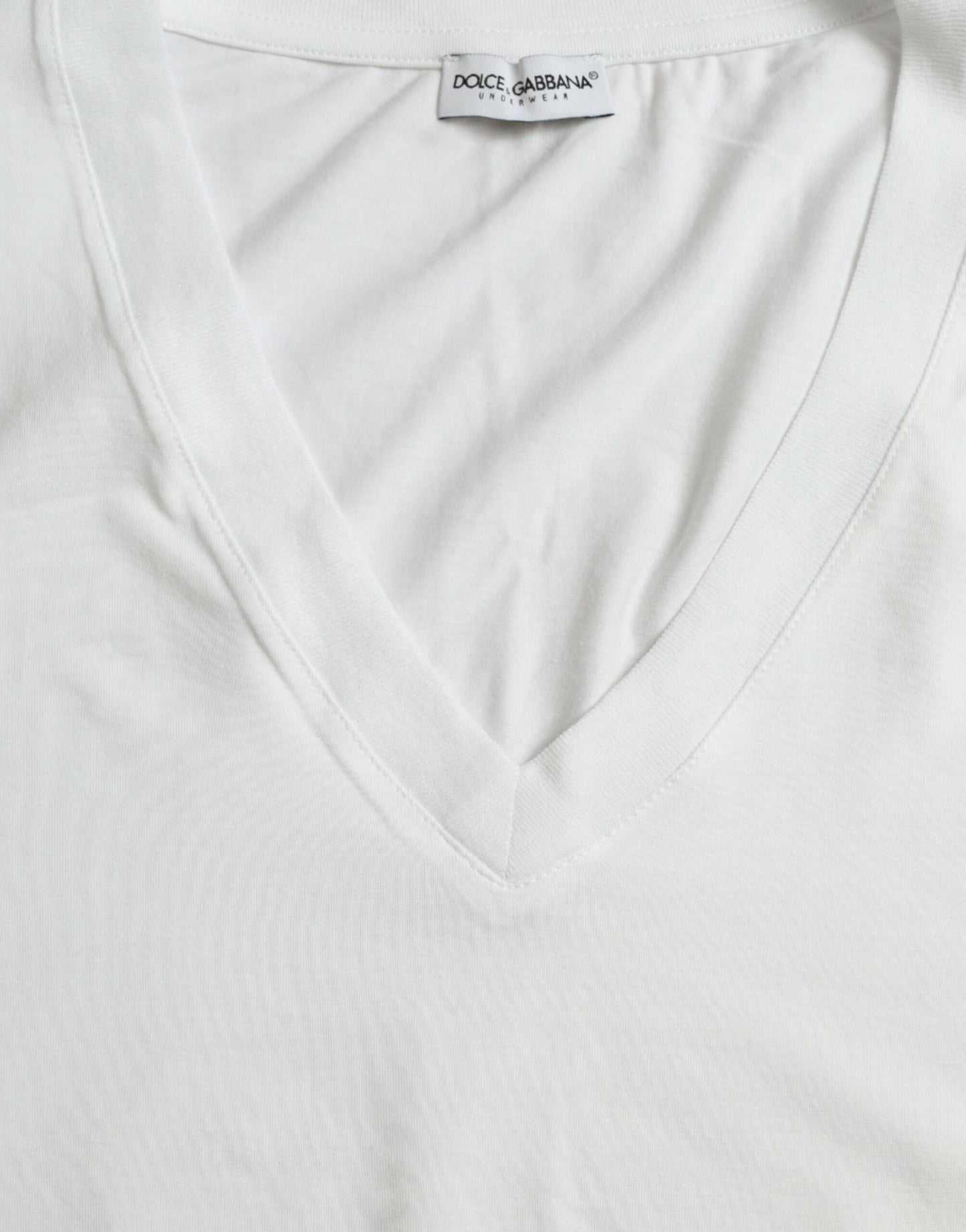  - White Cotton V-neck Short Sleeve Underwear T-shirt