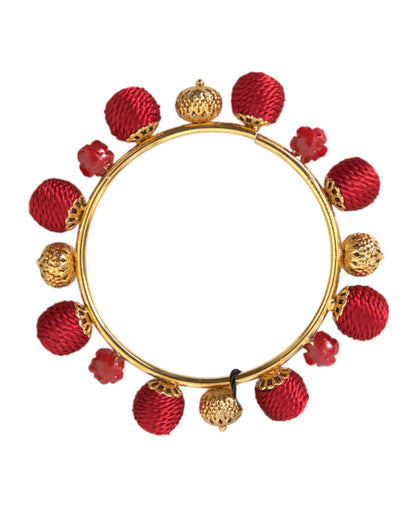  - Gold Brass Red RUNWAY Sicilia Natale Roses Bracelet