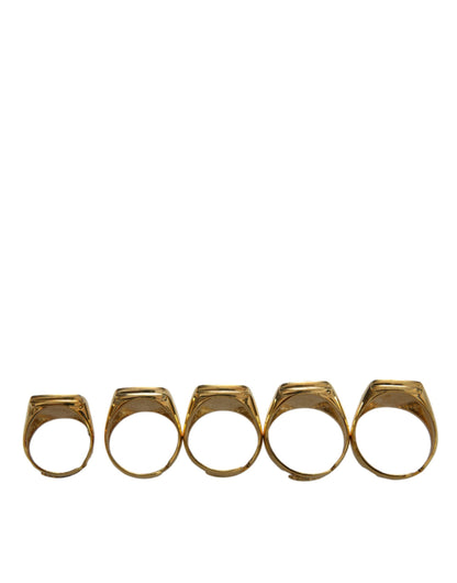  - Gold Brass ROYAL Enamel Set of 5 Ring