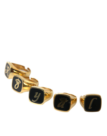  - Gold Brass ROYAL Enamel Set of 5 Ring