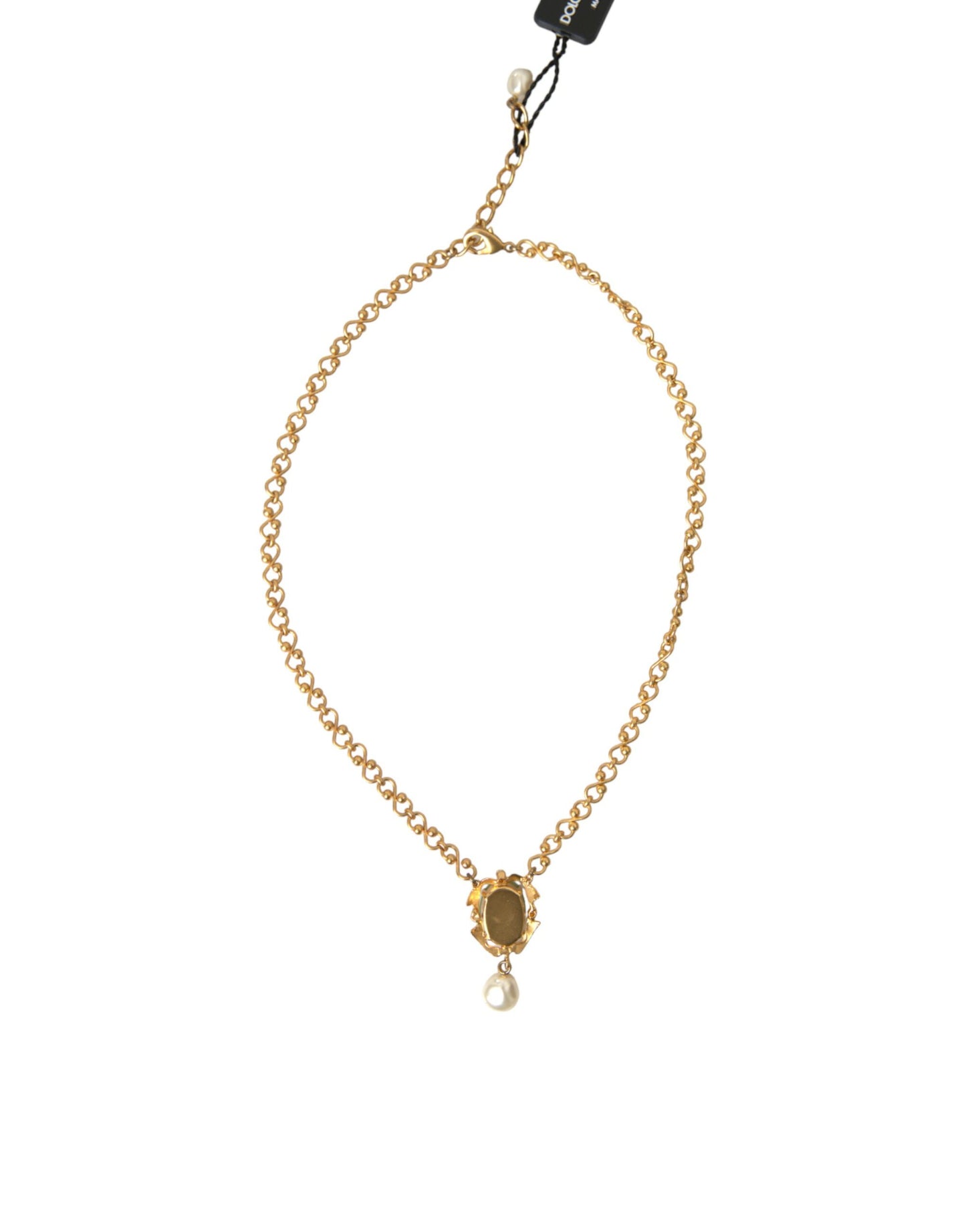  - Gold Brass Chain Pearl Pendant Charm Necklace