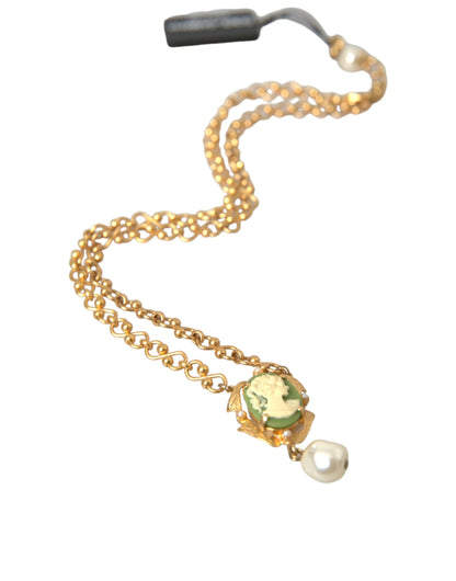  - Gold Brass Chain Pearl Pendant Charm Necklace