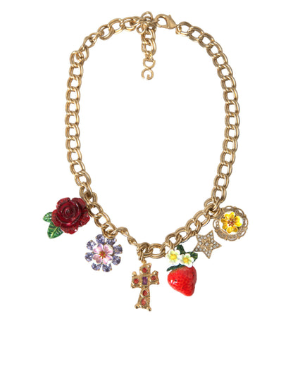  - Gold Chain Rose Cross Strawberry Star Pendant Necklace