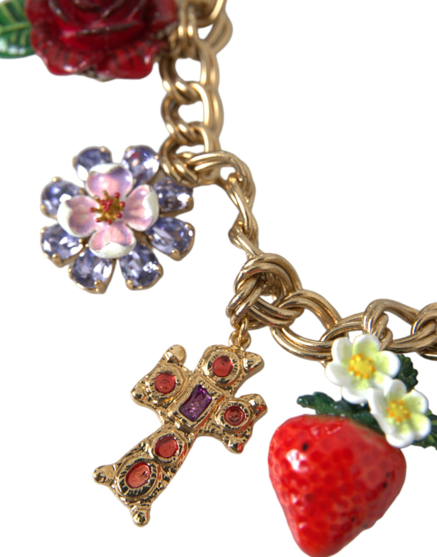  - Gold Chain Rose Cross Strawberry Star Pendant Necklace