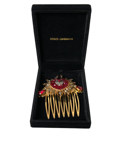  - Gold Brass Crystal Heart Women Hair Comb