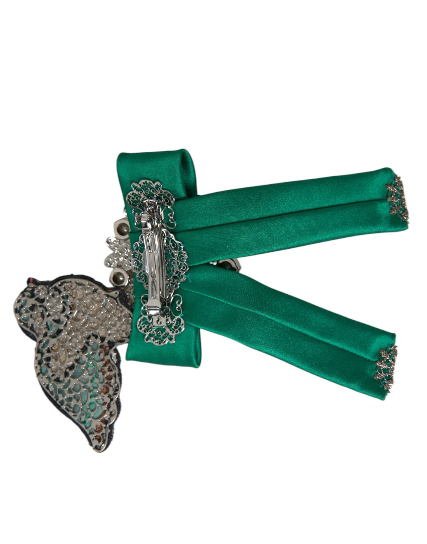  - Green Satin Bird Crystal Women Hair Clip