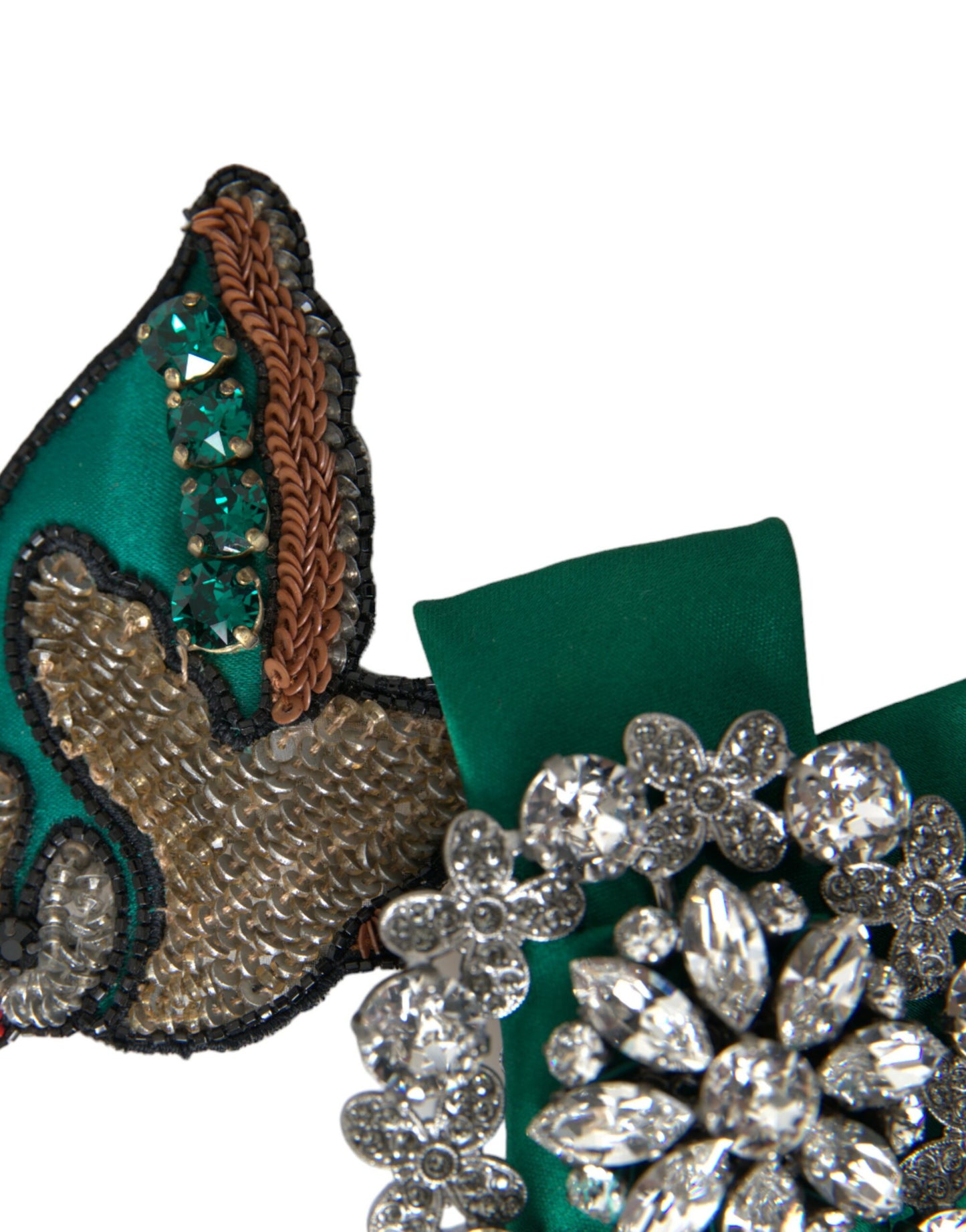  - Green Satin Bird Crystal Women Hair Clip