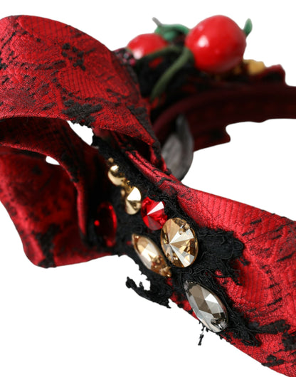  - Red Cherry Sicily Embellished Women Hairband Diadem