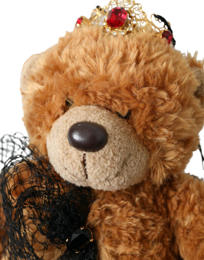  - Brown Teddy Bear Gold Crystal Crown Hair Band Diadem