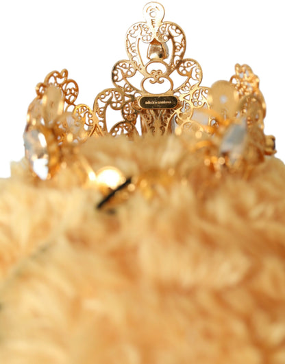  - Brown Teddy Bear Gold Crystal Crown Hair Band Diadem