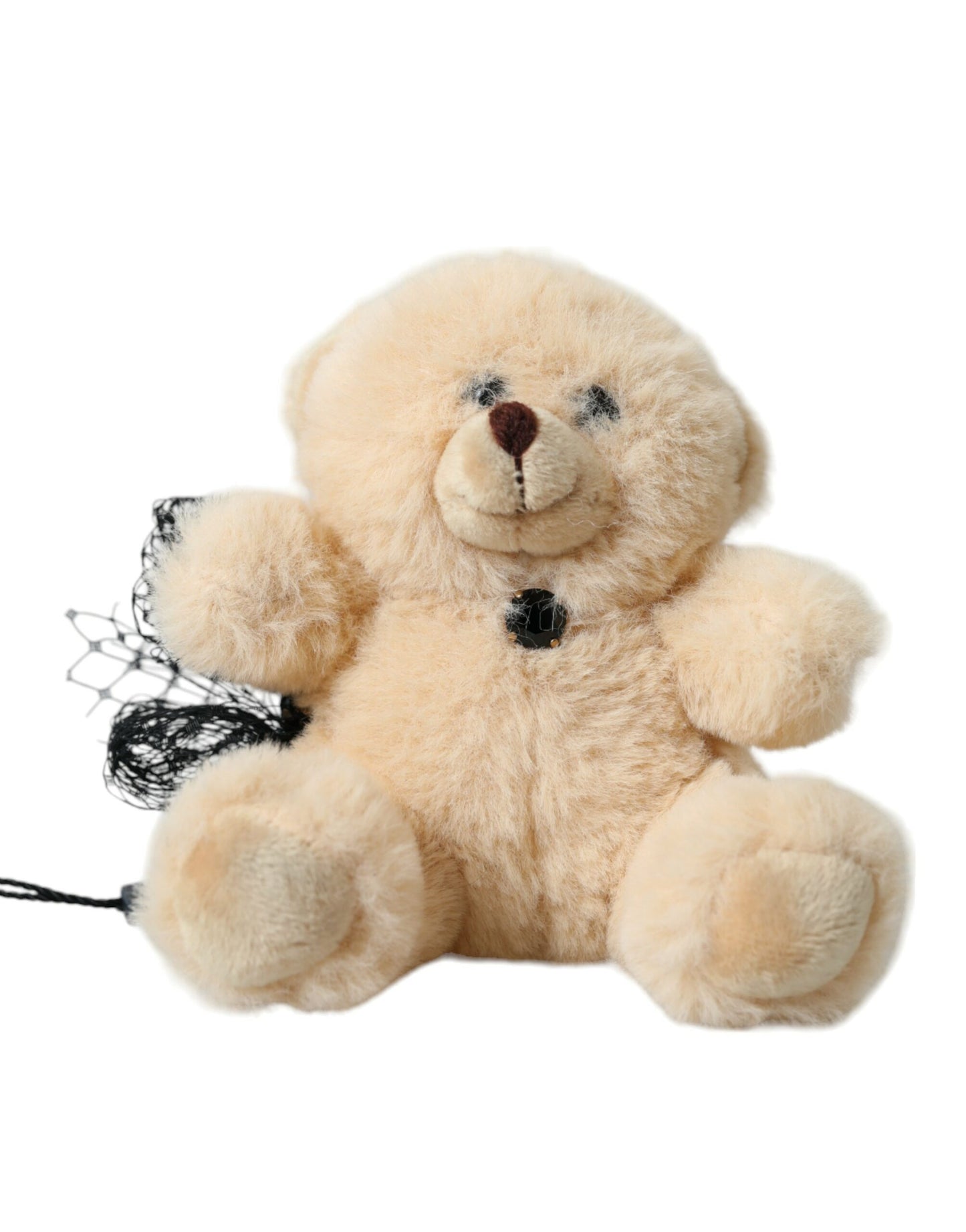  - Beige Teddy Bear Mesh Net Band Hair Clip