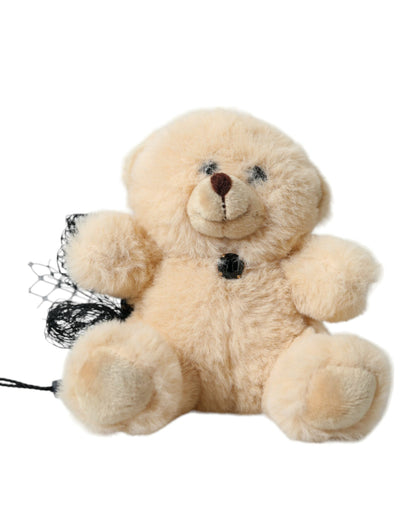  - Beige Teddy Bear Mesh Net Band Hair Clip