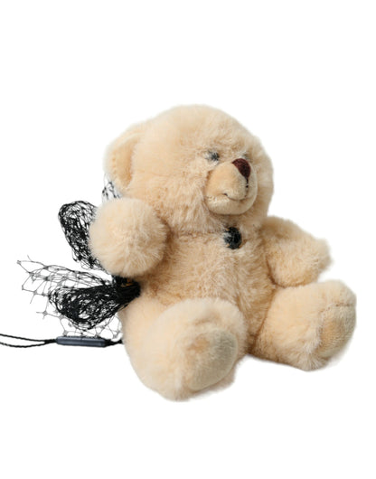  - Beige Teddy Bear Mesh Net Band Hair Clip