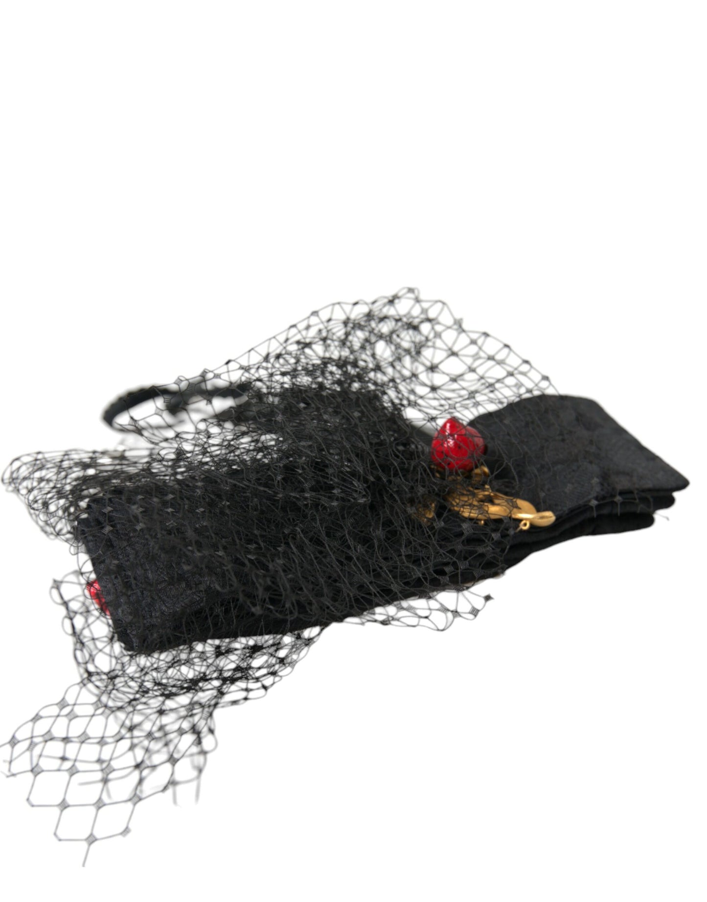  - Black Strawberry Sicily Crystal Mesh Net Headband Diadem