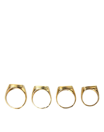  - Gold Brass KING Enamel Set of 4 Ring