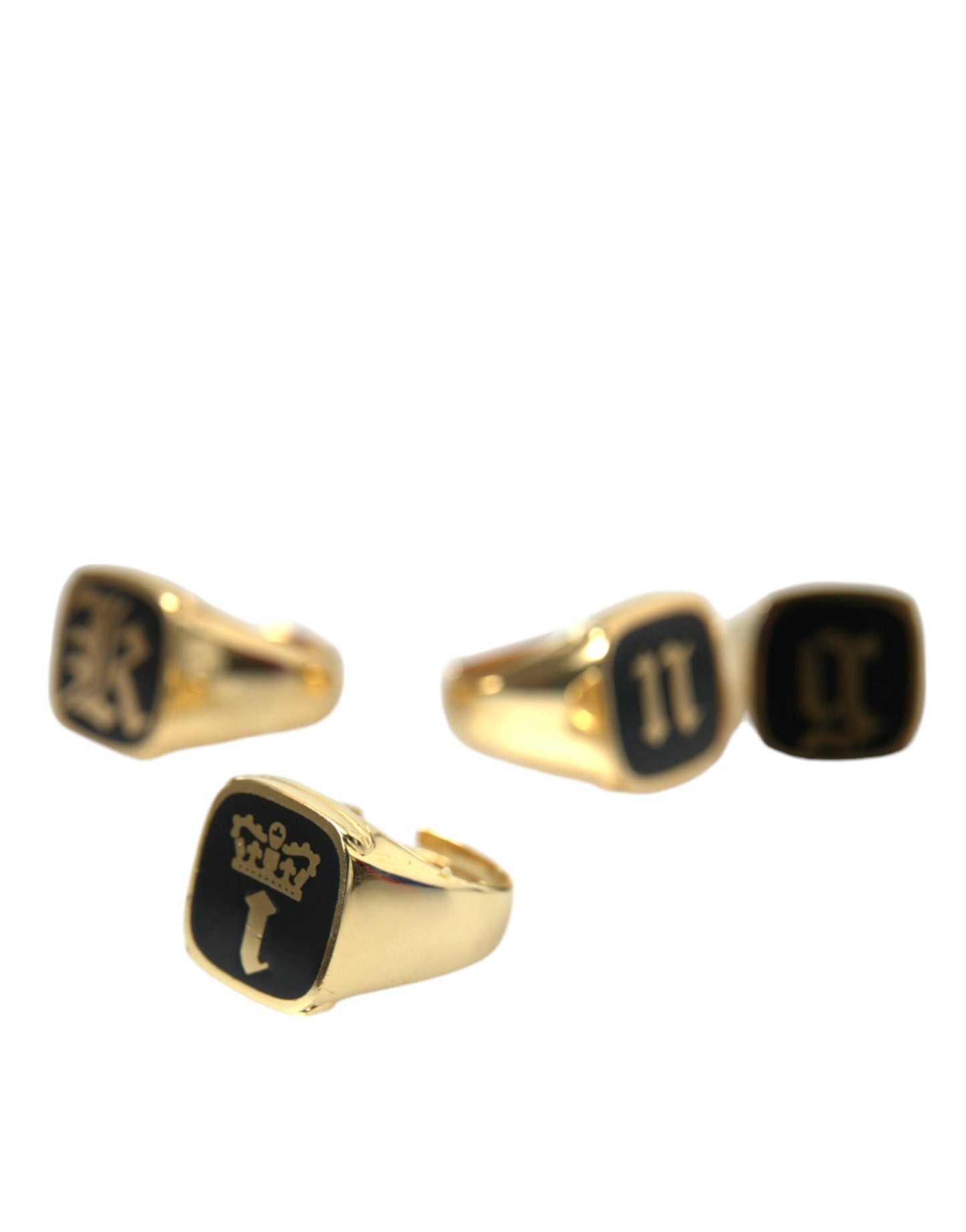  - Gold Brass KING Enamel Set of 4 Ring