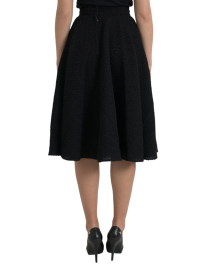  - Black High Waist A-line Knee Length Skirt