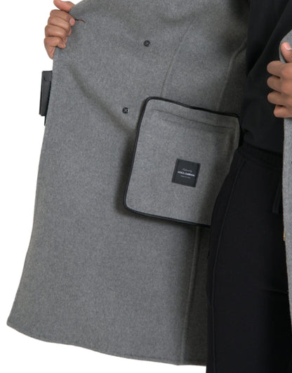  - Gray Double Trench Coat Cashmere Jacket