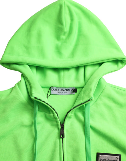  - Neon Green Hooded Full Zip Top Sweater