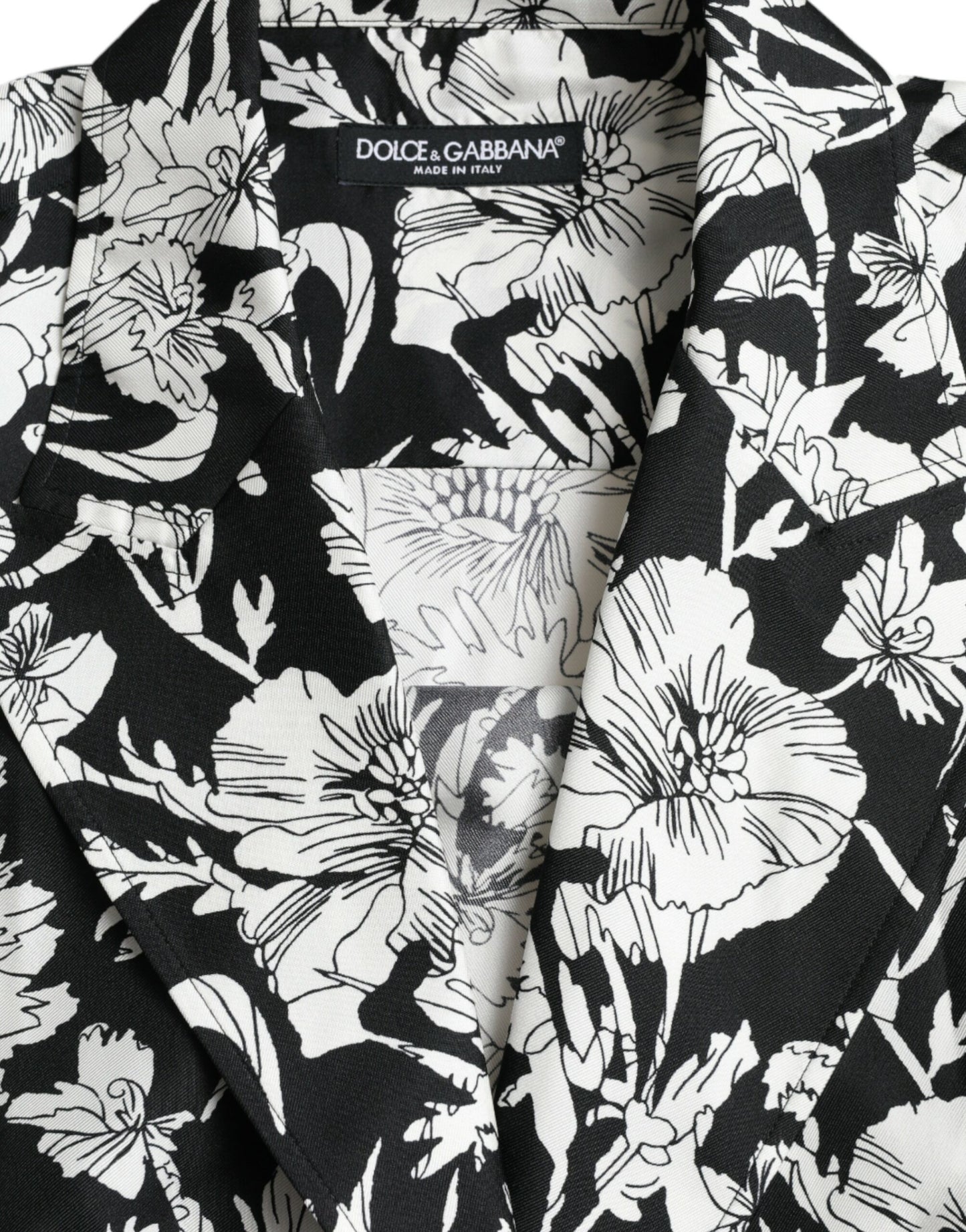  - Black White Floral Button Down Casual Shirt