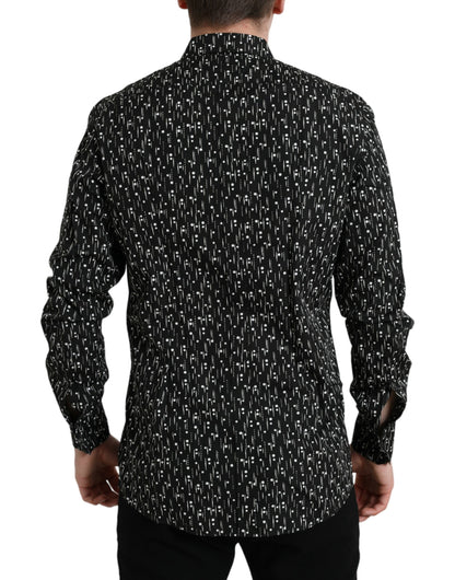  - Black Floral Men Formal Dress GOLD Shirt