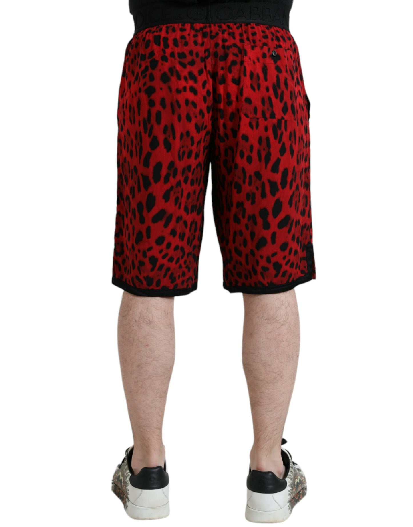  - Red Leopard Print Viscose Bermuda Shorts