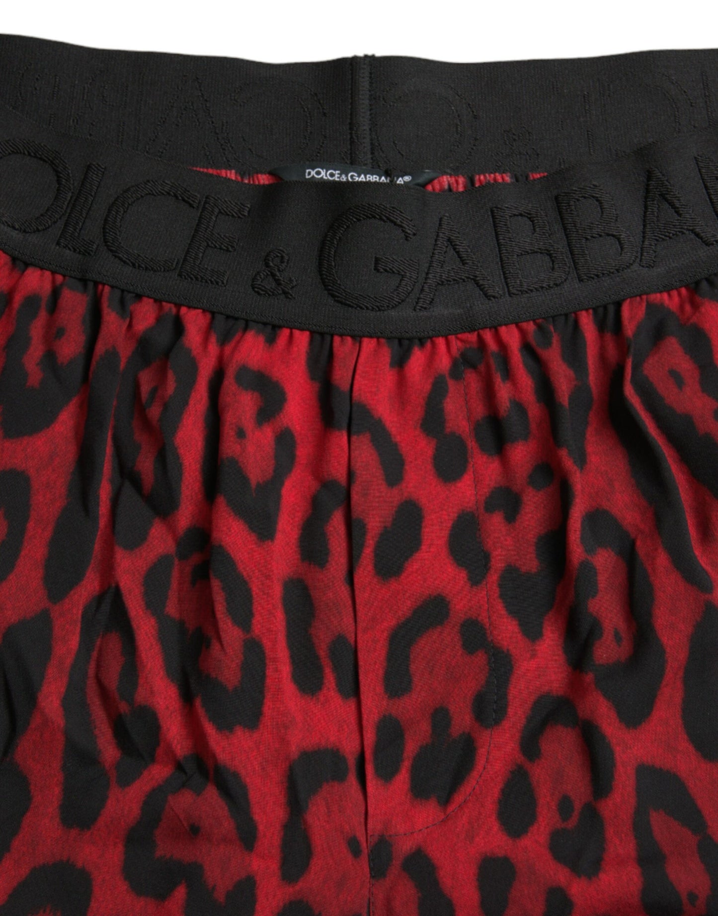  - Red Leopard Print Viscose Bermuda Shorts