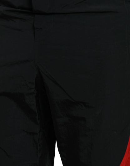  - Black Red Leopard Print Nylon Jogger Pants