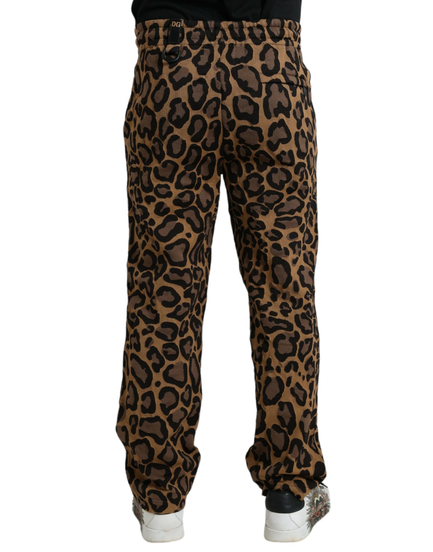  - Brown Leopard Print Polyester Jogger Pants