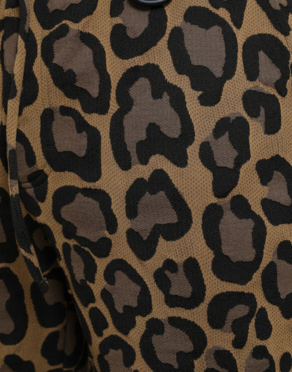  - Brown Leopard Print Polyester Jogger Pants