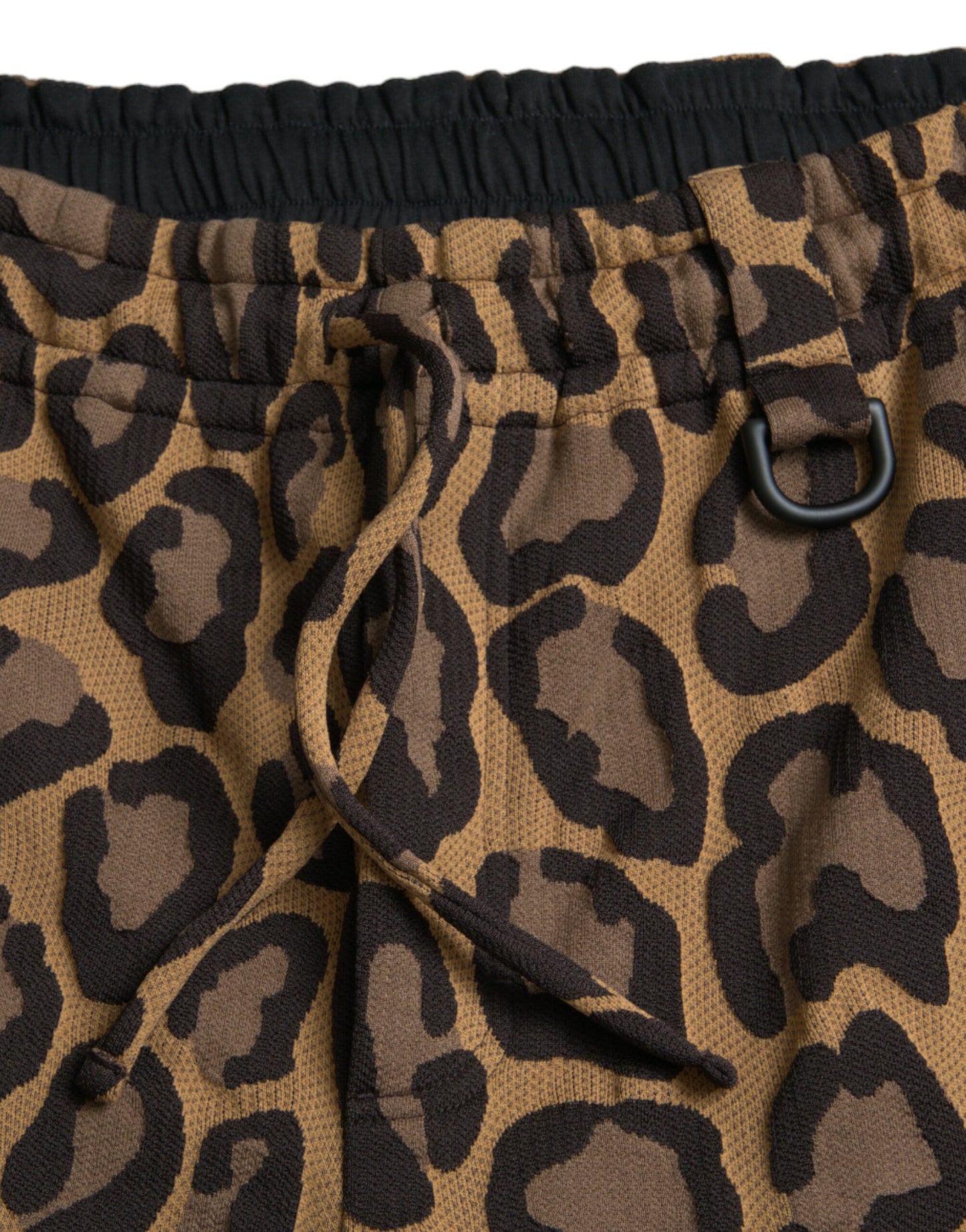  - Brown Leopard Print Polyester Jogger Pants